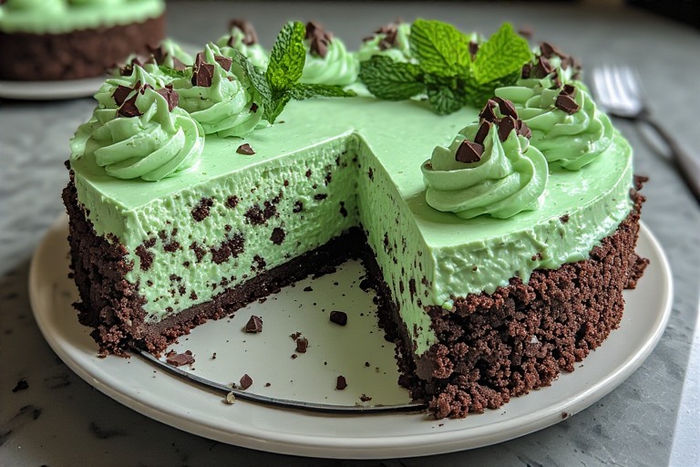 Baked Green Mint Cheesecake