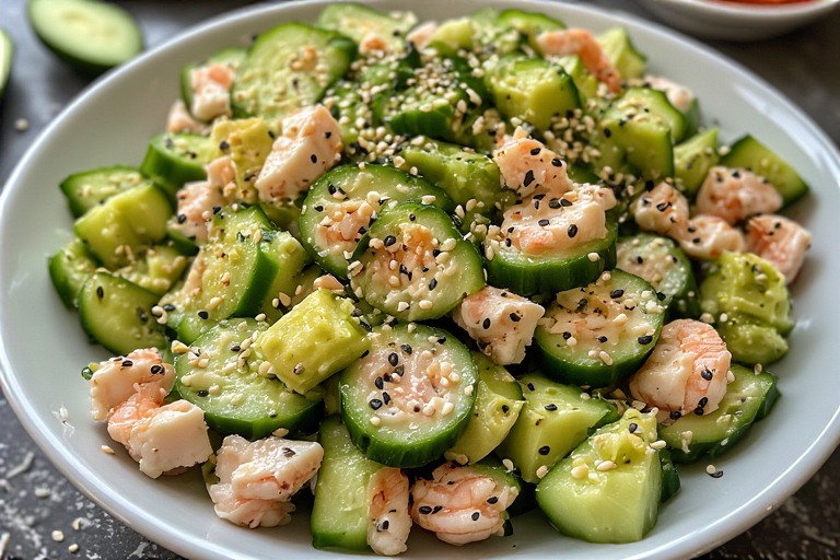Easy California Roll Cucumber Salad